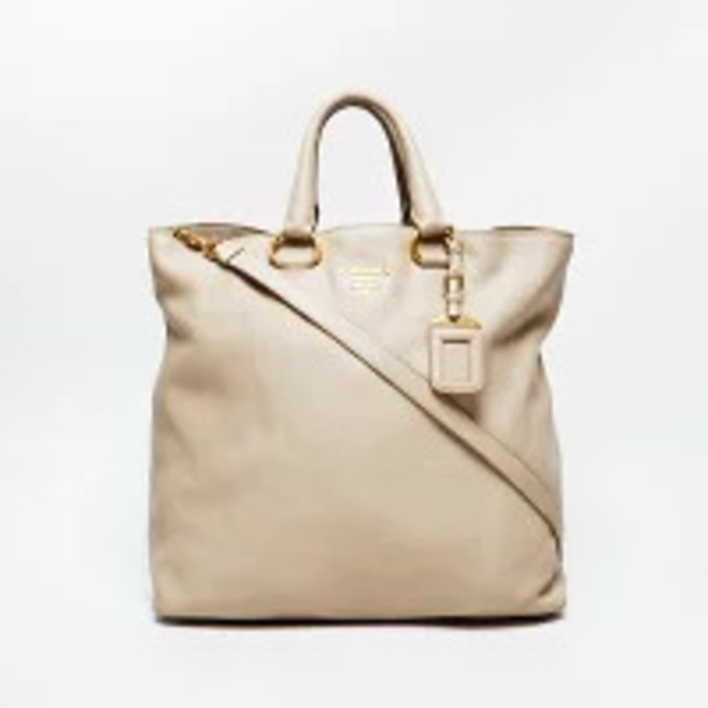 Prada Beige Leather Tote Bag
